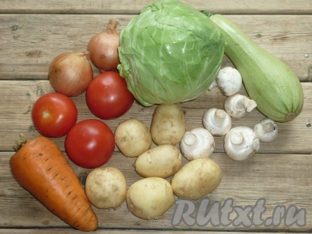 Подготовить продукты для приготовления молодой картошки, тушёной с капустой.