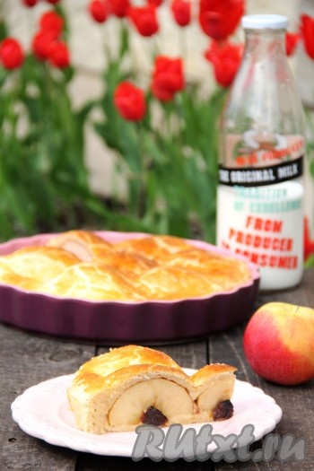 Пирог из творожного теста с яблоками