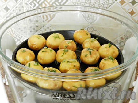 Противень поставить в разогретую духовку или аэрогриль.
