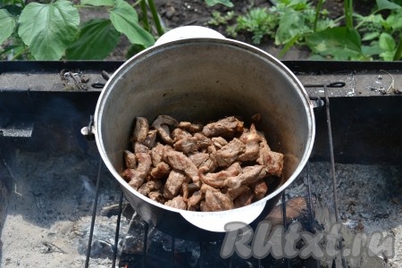 Мясо должно поджариться, приобрести красивый зарумянивший цвет.