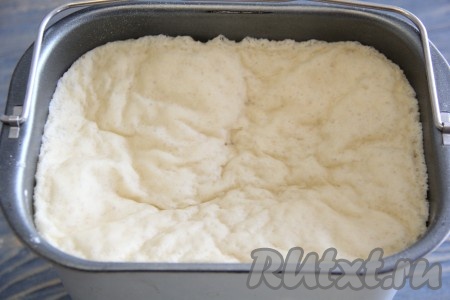 Выставить режим хлебопечки "Замес теста" (у меня на этом режиме тесто замешивается за 1,5 часа). Если замешивать тесто вручную, то в глубокую миску добавить подошедшие дрожжи, яйцо, растопленное масло, соль, муку, замесить мягкое и нежное тесто, оставить в миске, накрыв полотенцем, в тёплом месте на 1,5 часа. Тесто хорошо поднимется.