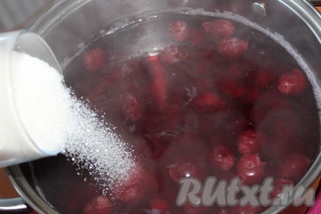 Затем всыпать сахарный песок (если вы любите послаще кисели, добавьте чуть больше сахара, чем указано в рецепте), перемешать, чтобы сахар полностью растворился, и продолжать варить на медленном огне, пока не закипит.

