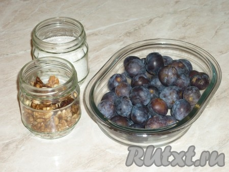 Ингредиенты для приготовления варенья из слив с грецкими орехами