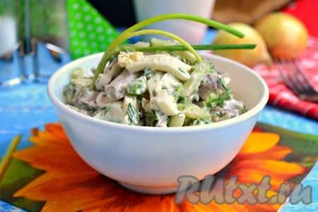 Салат с языком и свежим огурцом