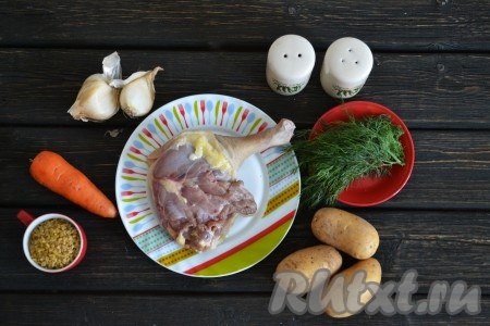 Подготовим все необходимые ингредиенты для приготовления супа из гуся.
