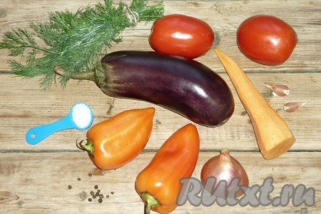 Ингредиенты для приготовления перца, фаршированного баклажанами