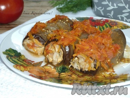 Рулетики из баклажанов с мясом