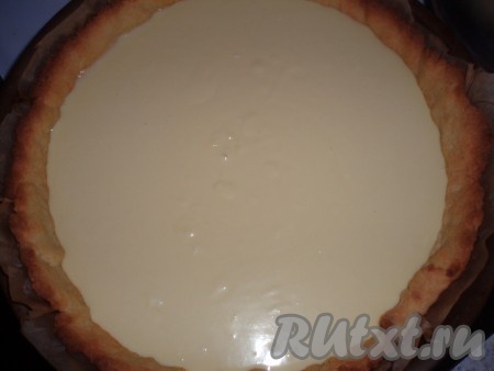 Приготовленную смесь &nbsp;вылить на подпеченное песочное тесто. &nbsp;