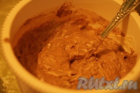 Аккуратно перемешать, зачерпывая смесь ложкой от края миски и опуская в середину.