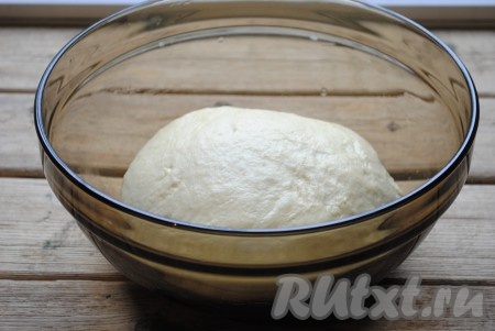 В подготовленную опару добавить оставшийся сахар, ванильный сахар и щепотку соли, перемешать. Влить растопленное и охлаждённое сливочное масло вместе с растительным. Яйцо взболтать вилкой и также вылить в опару. Всыпать частями просеянную муку и замесить мягкое, эластичное тесто, которое не липнет к рукам. Тесто нужно вымешивать не менее 5-7 минут. Затем миску смазать растительным маслом, выложить тесто, накрыть полотенцем и оставить в тёплом месте без сквозняков на 1 час.&nbsp;
