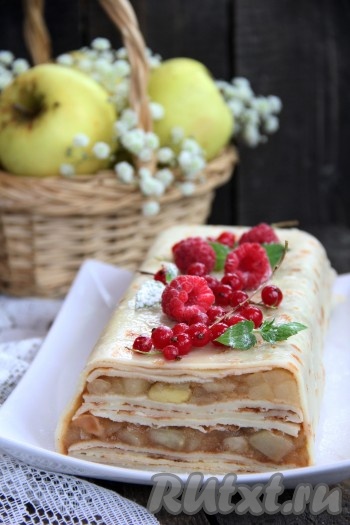 Блинный торт с яблочной начинкой