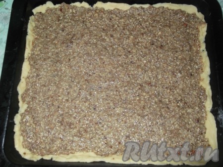 Сверху выкладываем начинку из орехов