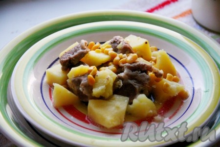 Рецепт тушеной картошки с мясом в казане