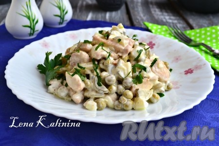 Рецепт салата с курицей и солеными огурцами