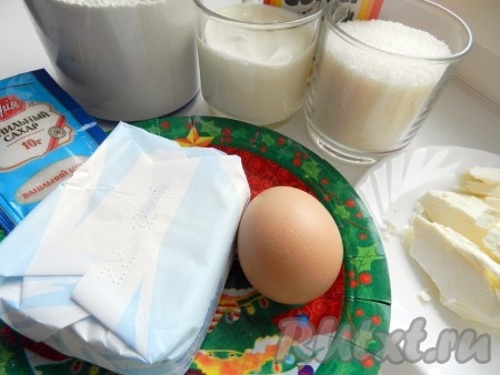 Подготовить продукты для приготовления печенья "Розочки" из творога в духовке.