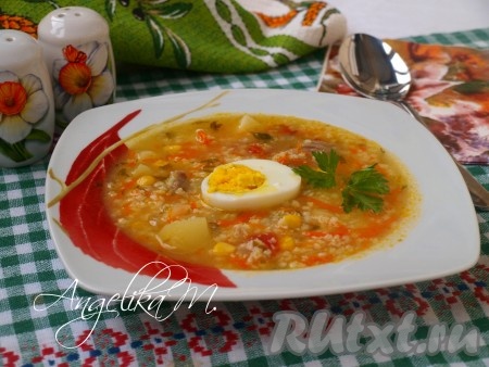 Суп с пшеном и кукурузой