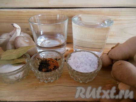 Подготовьте продукты для быстрого приготовления маринованных вешенок в домашних условиях.