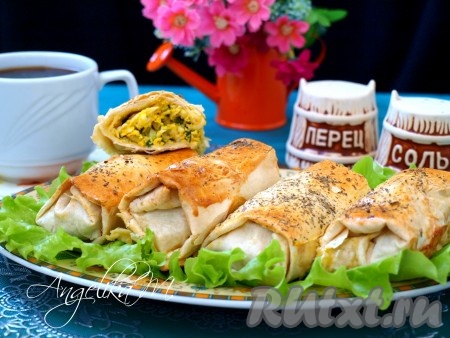 Пирожки из лаваша с яйцом и луком