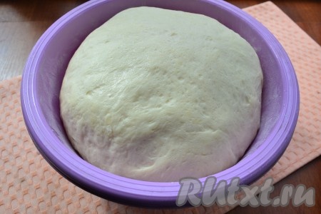 Далее тесто немного обмять и снова оставить в теплом месте на 1,5 часа. В этот раз тесто увеличится раза в 3.