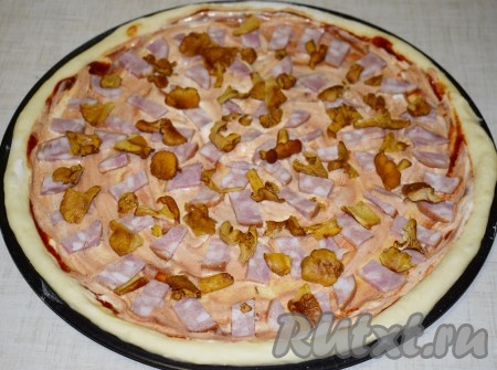 Выложить на тесто лисички.