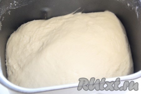 Для замеса теста в хлебопечке, в ведёрко хлебопечки влить кефир комнатной температуры, добавить яйцо, сахар и растительное масло, затем всыпать просеянную через сито муку, добавить соль и дрожжи. Выставить режим хлебопечки "Замес теста" (у меня на этом режиме замес длится 1,5 часа) и дождаться окончания программы. Если делаете замес теста вручную, в глубокую посуду влить теплый кефир, вбить яйцо, добавить растительное масло, соль и сахар. Слегка перемешать массу ложкой, добавить просеянную муку и сухие дрожжи. Замесить нежное и мягкое тесто. Накрыть посуду с тестом полотенцем и оставить часа на 1,5 для подхода (за это время тесто должно хорошо подняться).
