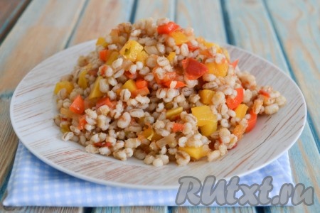 Рассыпчатую, нежную, сочную и ароматную перловую кашу с тыквой разложить по тарелкам и подать на стол. Все блюда из перловки нужно употреблять горячими, в ином случае будет теряться большинство полезных веществ, содержащихся в крупе.