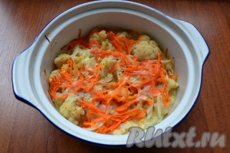 Запекать цветную капусту с яйцом в разогретой до 180 градусов духовке 30 минут.