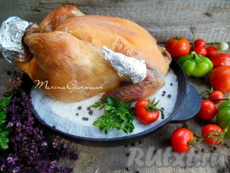 Рецепт курицы в духовке целиком на соли
