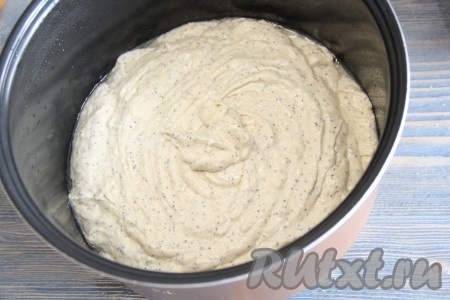 Чашу мультиварки смазать растительным маслом. Тесто выложить в чашу мультиварки.

