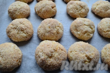 Выпекать творожно-яблочное печенье в предварительно разогретой до 180 градусов духовке 25-30 минут.
