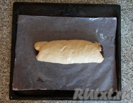 Выкладываем наш рулет на противень, застеленный бумагой для выпечки (дополнительно бумагу смазываем растительным маслом). Сверху рулет тоже прикрываем бумагой и ставим в теплое место на 20 минут, чтобы он увеличился в объеме (поднялся). Затем смазываем маковый рулет взбитым желтком и посыпаем сухим маком. Отправляем выпекаться рулет с маковой начинкой в разогретую до 180 градусов духовку на 30-40 минут.
