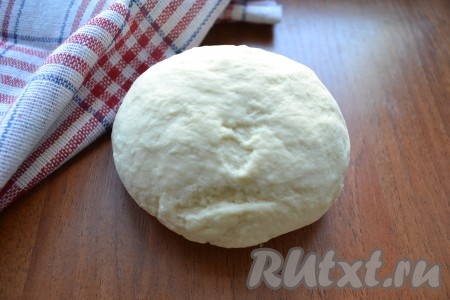 Должно получиться плотное, но не слишком тугое, не липнущее к рукам тесто. Накрыть тесто пленкой и оставить на 30-40 минут при комнатной температуре.
