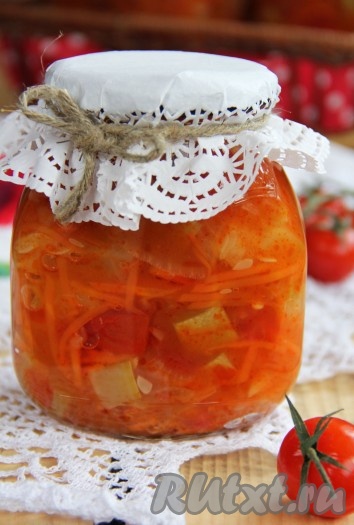 Салат из кабачков, помидоров и моркови на зиму