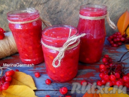 Калина, протертая с сахаром, на зиму