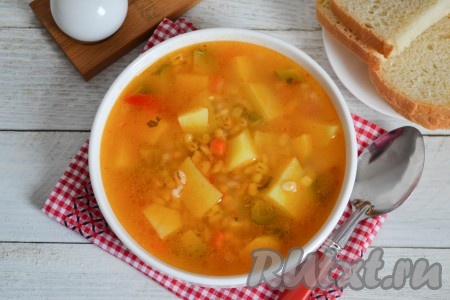 Рассольник с перловкой и солеными огурцами, приготовленный в мультиварке, получается густым, ароматным, невероятно вкусным и согревающим. Разлить его по тарелкам и подать на стол в теплом виде.
