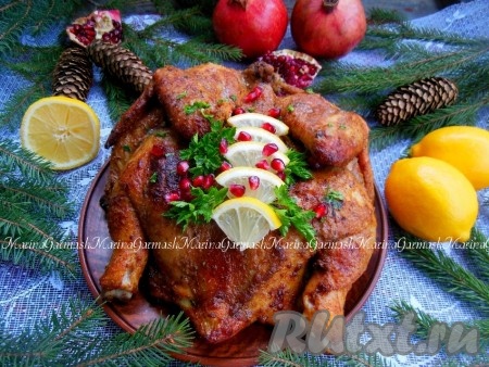Курица с горчицей и майонезом целиком в духовке