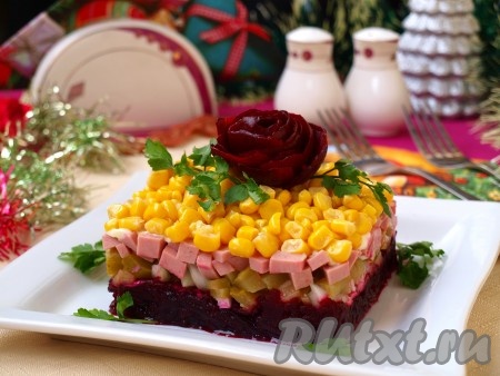 Салат из свеклы с кукурузой