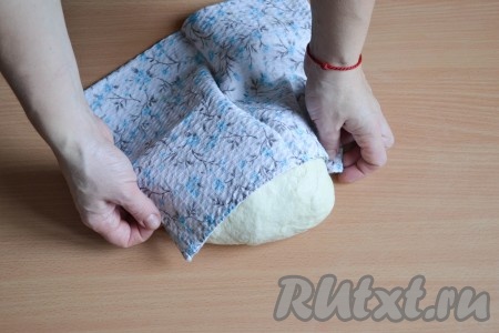 Накрыть тесто салфеткой и оставить на 15 минут, чтобы оно отдохнуло.
