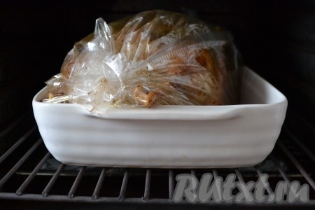 Гуся в рукаве отправить в духовку, разогретую до 180 градусов и запекать 2 часа.