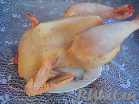 Курицу вымойте и обсушите.