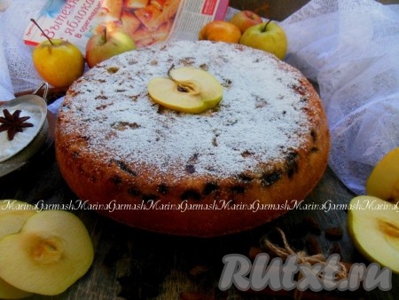 Шарлотка с изюмом и яблоками