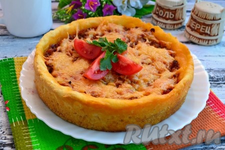 Картофельный пирог с фаршем в духовке