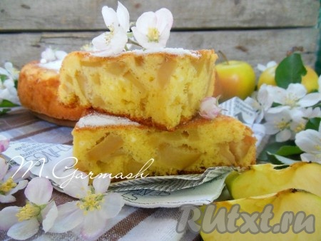 Шарлотка с яблоками и творогом в духовке