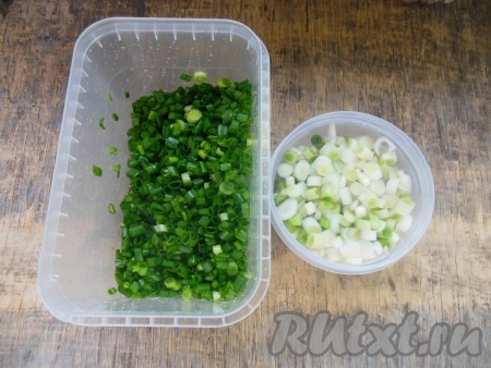 В часть пластиковых контейнеров или пакетов для заморозки,&nbsp;стараясь сильно не набивать, сложите нарезанные зеленые перья, а оставшиеся контейнеры или пакеты для заморозки наполните нарезанной белой частью лука. Плотно закройте и отправьте в морозилку.
