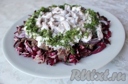 Рецепт салата с грибами и говядиной