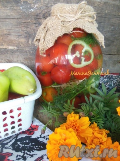 Закройте банку пластмассовой (не металлической) крышкой и сразу же уберите в погреб или холодильник. Через месяц помидорчики будут готовы. Зимой вкусные, ароматные помидоры, квашеные с чесноком и зеленью, отлично подойдут к картофелю или макаронам. На основе таких помидоров можно готовить кислый морс для борща (для приготовления морса квашеные помидоры без рассола нужно измельчить с помощью погружного блендера, затем, по желанию, протереть массу через сито и можно добавлять в борщ. Для дальнейшего хранения морс нужно довести до кипения, проварить 5 минут и закатать в стерильные банки прокипяченными крышками). С таким морсом у нас часто варят борщ зимой. Попробуйте, заготовка получается отличной!
