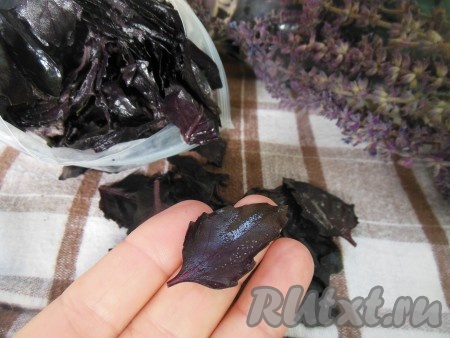 Если вы решите заморозить отдельно листочки базилика, тогда оторвите листочки от стебля, промойте их. Разложите листочки на бумажное или вафельное полотенце, дайте полностью просохнуть. Расфасуйте листики базилика в пластиковый контейнер, пакет для заморозки или целлофановый пакет, герметично закройте или завяжите.
