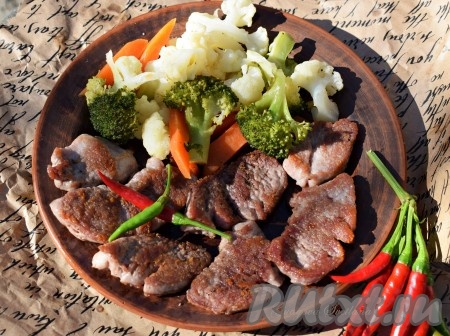 Свиная вырезка, жареная на сковороде 