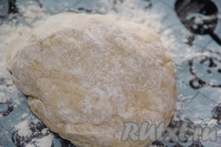 Выложить тесто на силиконовый коврик и, припылив его мукой, хорошо вымесить.

