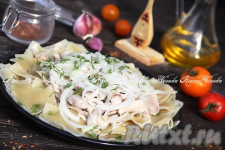 Бешбармак из курицы с готовой лапшой